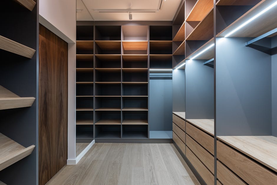 Custom wooden closet drawers and hardware